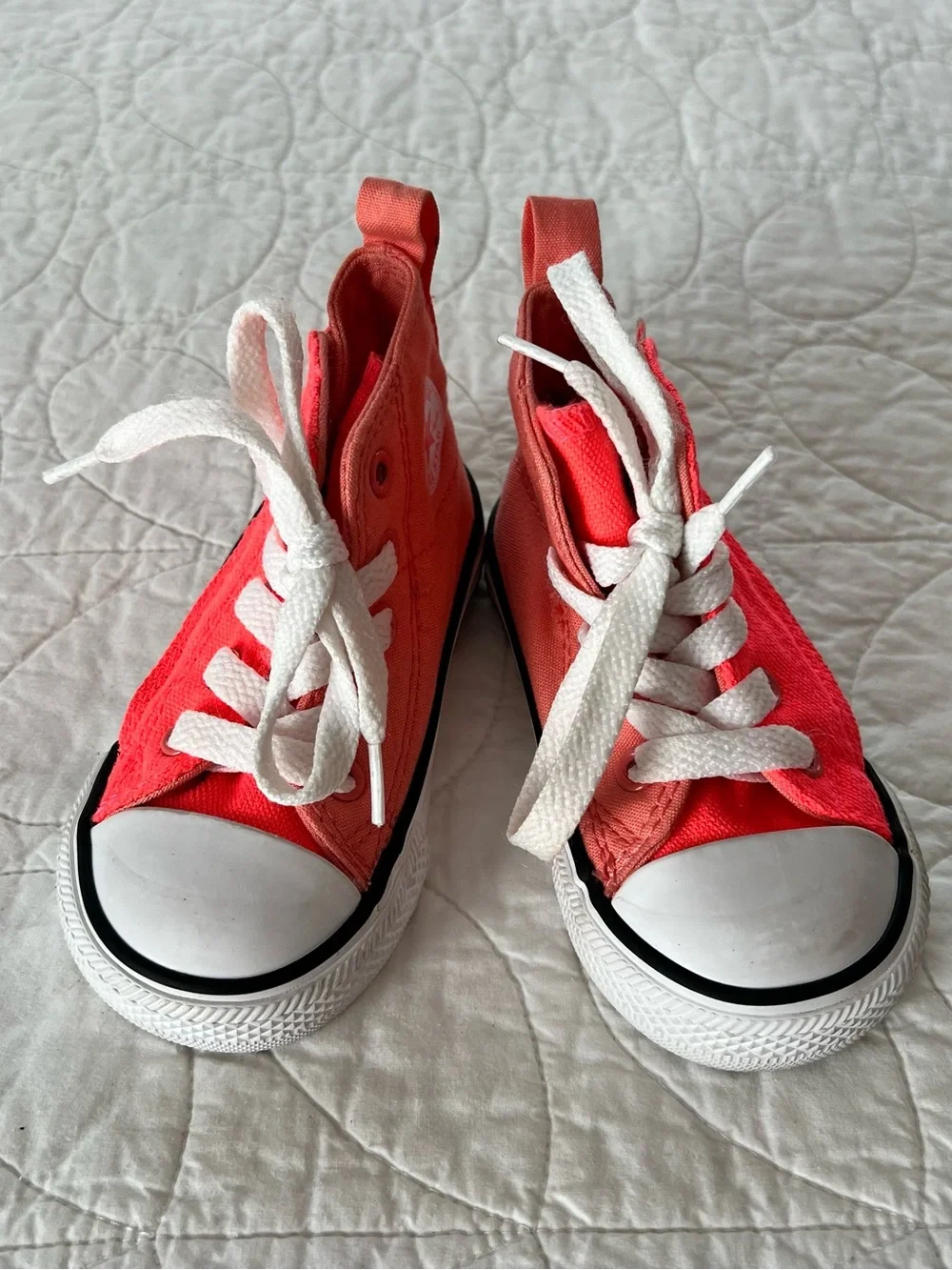 Converse Babies’ Coral “Hot Punch” High Top Sneakers w/Velcro Cool Baby Cute Kix